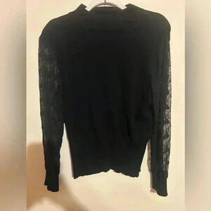 Society 212 Women’s Black Pullover Sweater L Mesh Sleeves